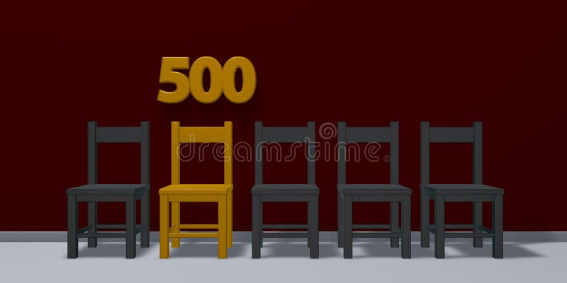 Nummer vijf honderd en rij van stoelen vector illustratie Nummer vijf honderd en rij van stoelen vector illustratie