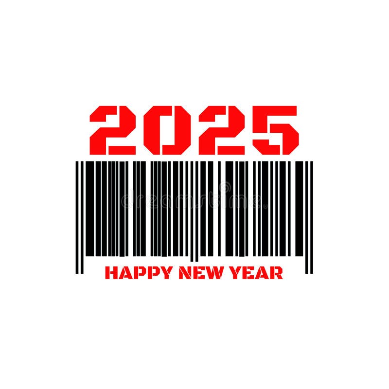 2025. Nummern und Strichcode auf weißem Hintergrund. Konzept für das neue Jahr 2025. Gestaltung stock abbildung