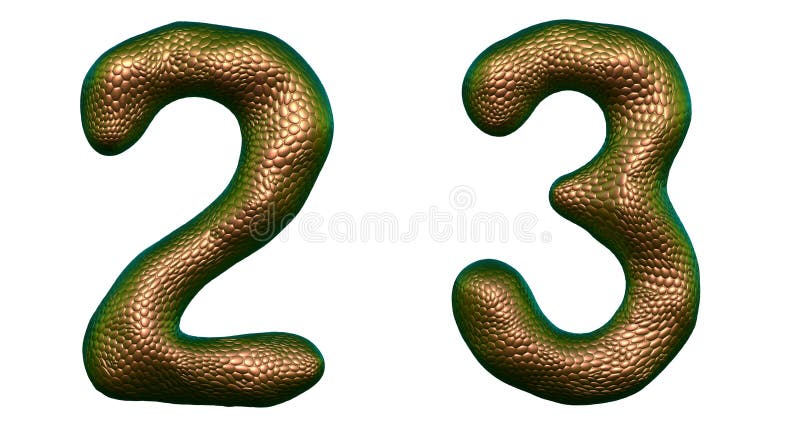 Nummeruppsättning 2, 3 som göras av realistisk 3d, framför guld- färg Samling av det naturliga symbolet f? r stil f? r textur f? r o royaltyfri illustrationer