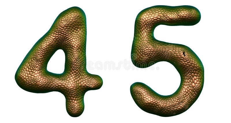 Nummeruppsättning 4, 5 som göras av realistisk 3d, framför guld- färg Samling av det naturliga symbolet f? r stil f? r textur f? r o royaltyfri illustrationer