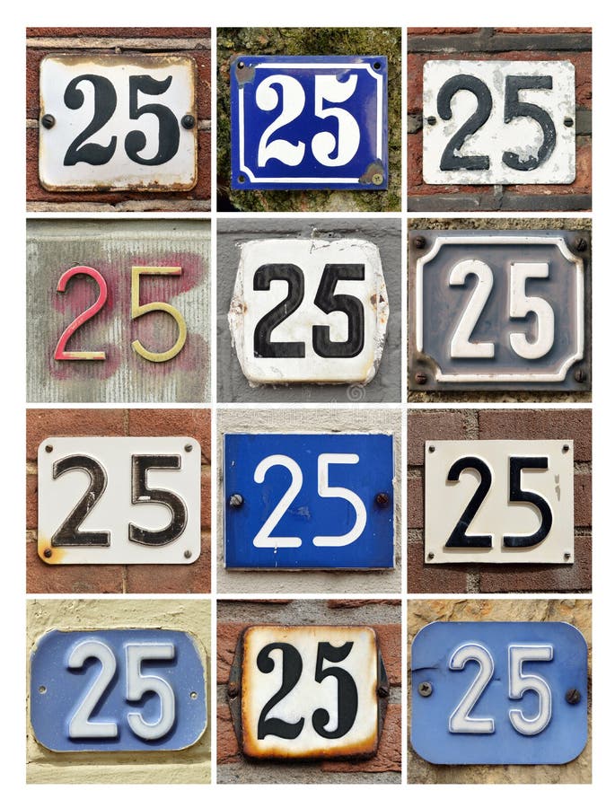 Collage of House Numbers Twenty-five. Collage of House Numbers Twenty-five