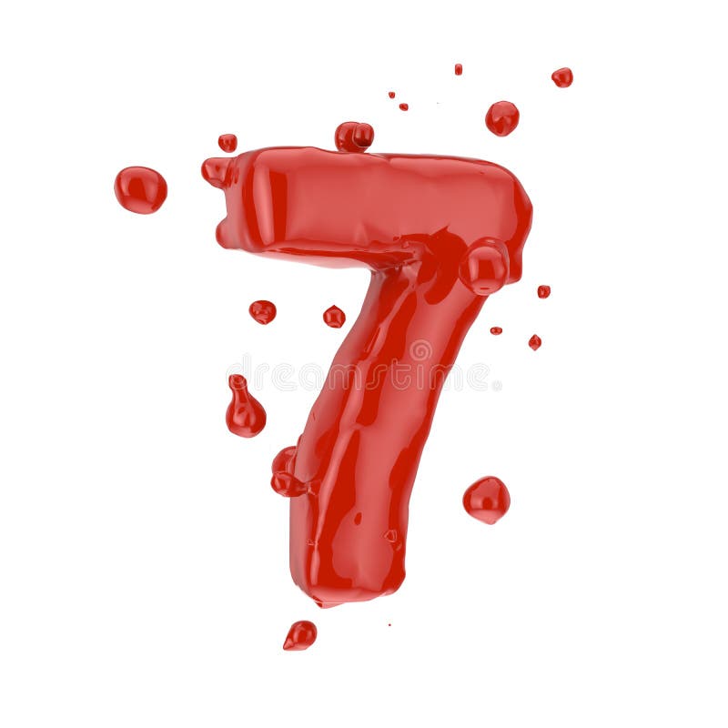 Numărul de sânge roșu 7 izolat pe fond alb vector illustration