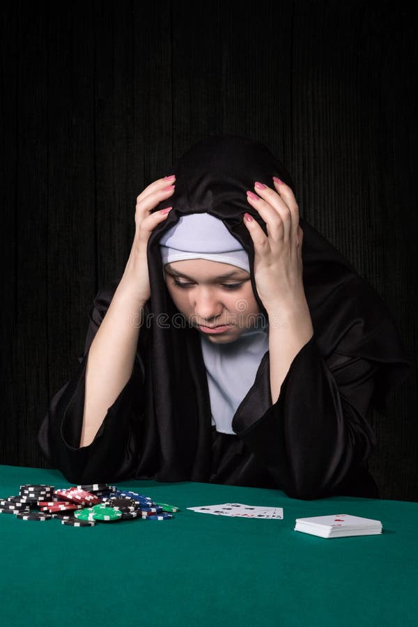 Nun lost in poker stock image. Image of black, girl, beauty - 69059183
