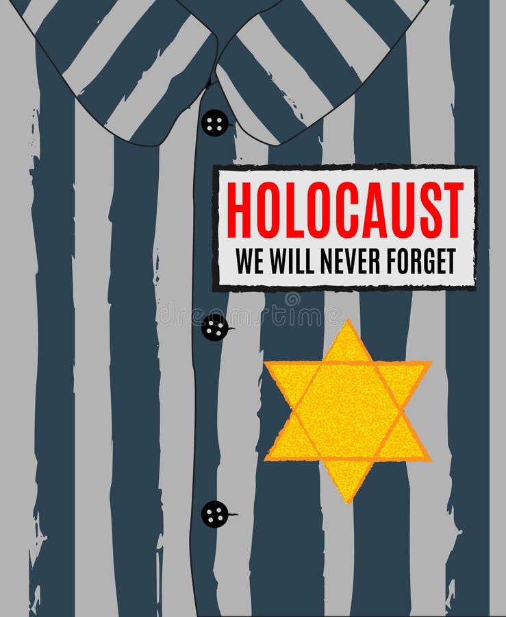 Nunca olvidaremos Día de la conmemoración del holocausto Estrella amarilla David ilustración del vector Nunca olvidaremos Día de la conmemoración del holocausto Estrella amarilla David ilustración del vector