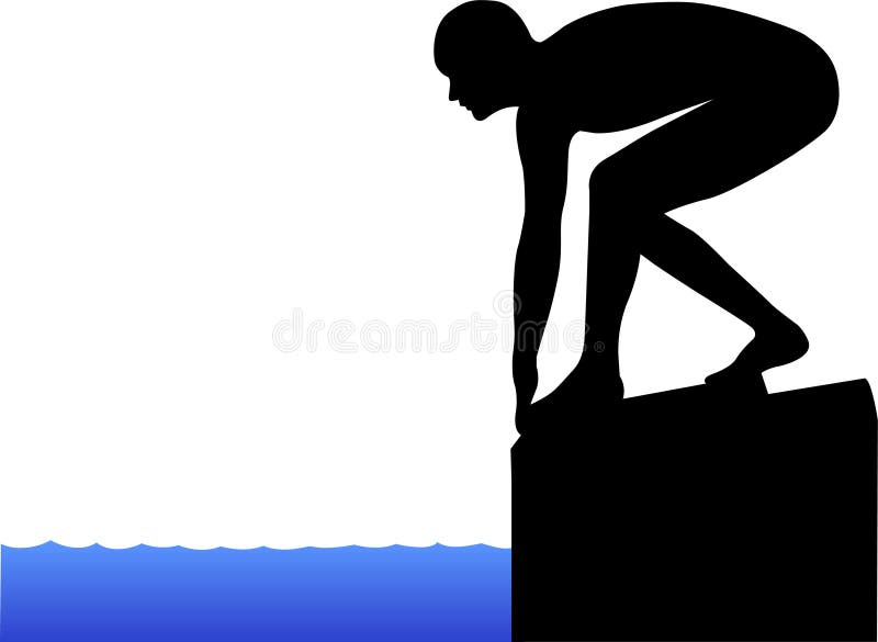 Nuotatore sul blocchetto iniziare illustrazione vettoriale Nuotatore sul blocchetto iniziare illustrazione vettoriale