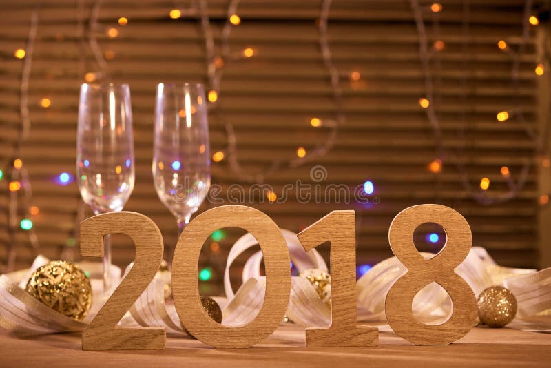 2018. New years eve celebration background with champagne. 2018. New years eve celebration background with champagne.