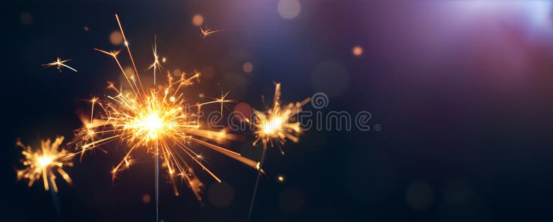 Burning sparkler, Happy New Year. Burning sparkler, Happy New Year