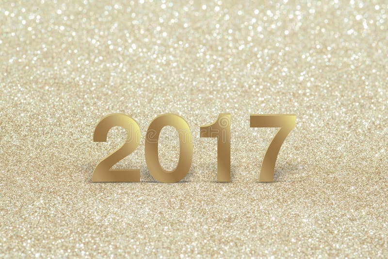 Nuovo anno, primo piano su 2017 dorato
