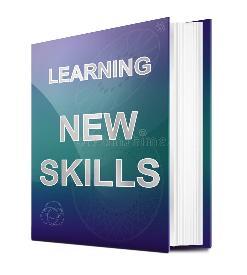 Illustration depicting a book with a new skills concept title. White background. Illustration depicting a book with a new skills concept title. White background.