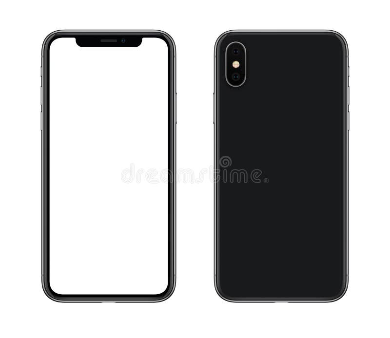 Nuovo modello moderno dello smartphone anteriore e lati posteriori isolati su fondo bianco fotografia stock libera da diritti Nuovo modello moderno dello smartphone anteriore e lati posteriori isolati su fondo bianco fotografia stock libera da diritti