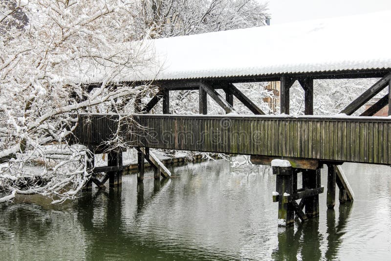 Nuremberg, Germany -winter snowy river royalty free stock images Nuremberg, Germany -winter snowy river royalty free stock images