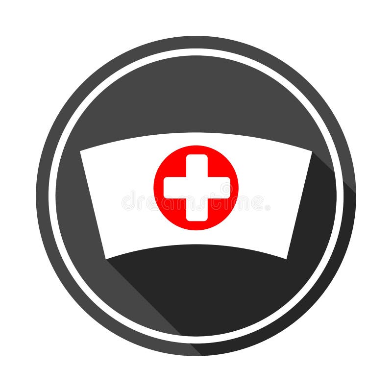 Nurse cap icon with long shadow