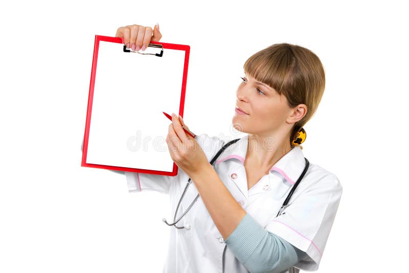Doctor showing clipboard with copy space for text or design. Doctor showing clipboard with copy space for text or design
