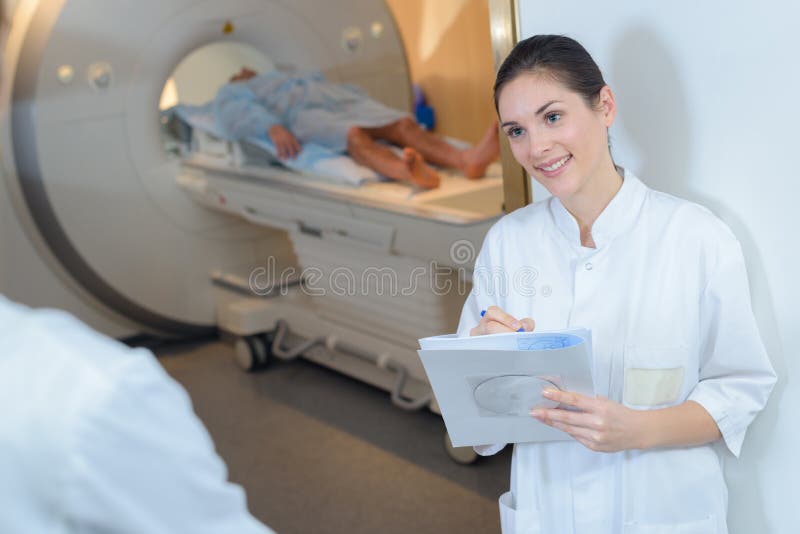 Nurse at entrance to scanning room