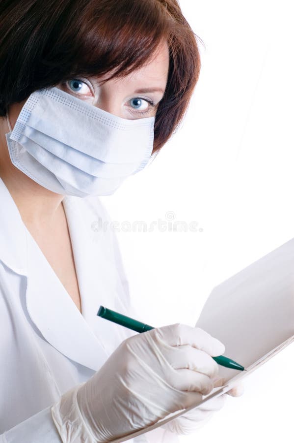 Nurse fills an out-patient card