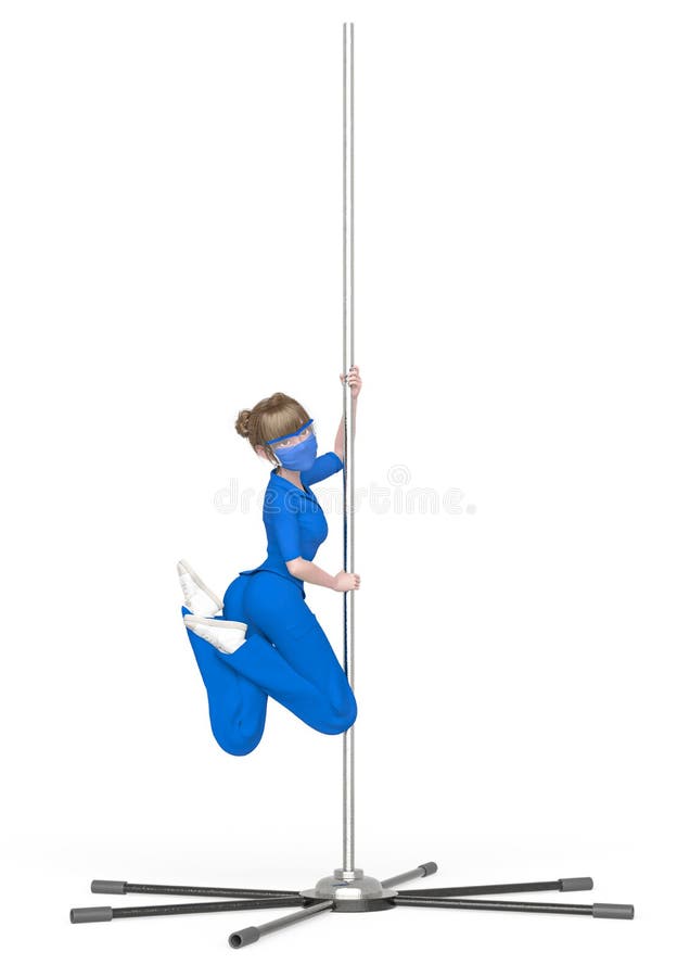 Nurse Girl Is Doing Exercise On A Pole Dance Bar Stock Illustration Illustration Of Cartoon