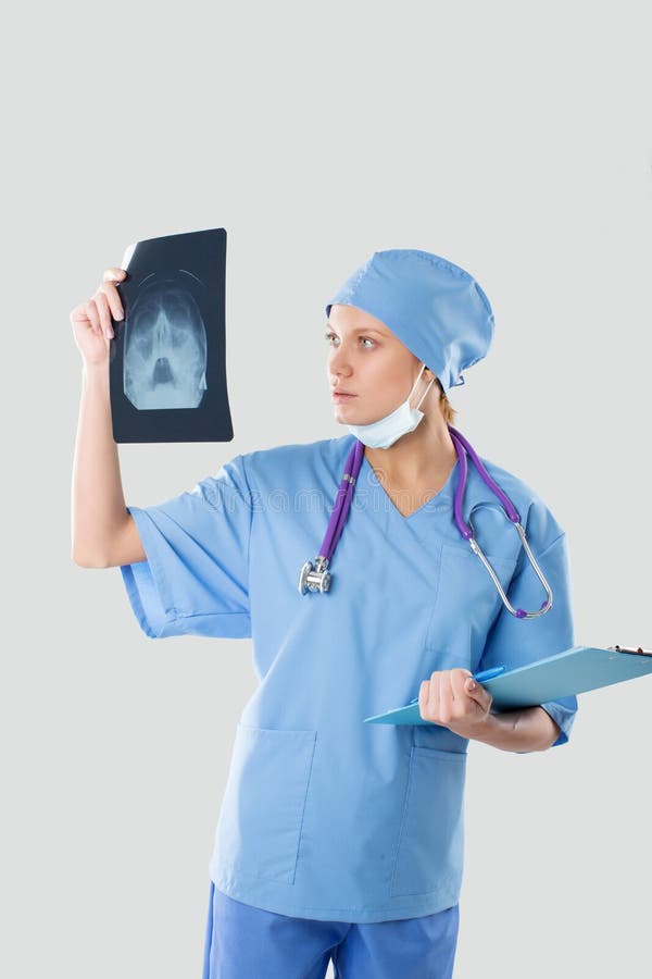 Nurse has been studying the X-ray stock photo