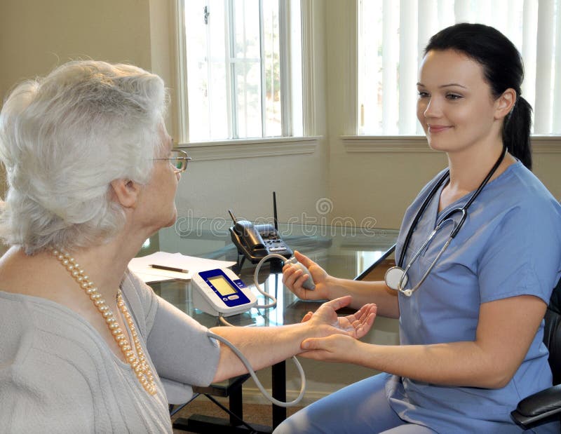 Nurse Measuring the Patient S Blood Pressure Stock Image Image of