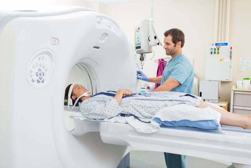 Nurse Preparing Patient for CT Scan in Hospital Stock Image - Image of ...