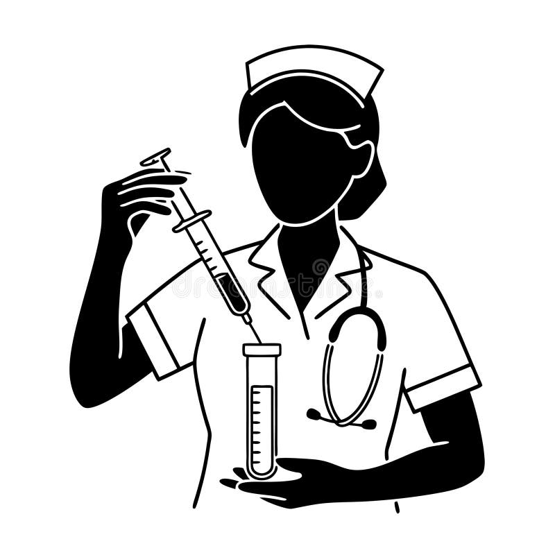 Nurse Preparing Syringe with Test Tube Vector Illustration vector illustration
