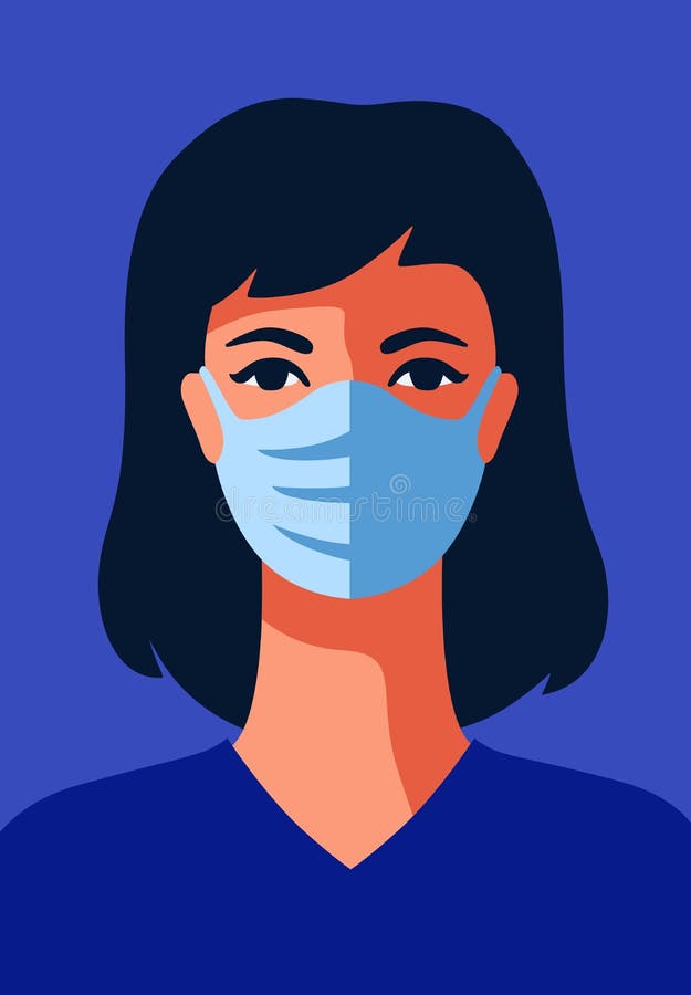 Cartoon Female Nurse Wearing Protective Mask Stock Vector (Royalty Free)  1646841766