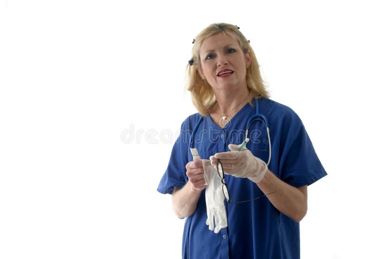 Nurse putting on latex gloves ver2