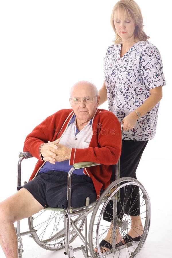 Nurse with senior citizen isolated on white