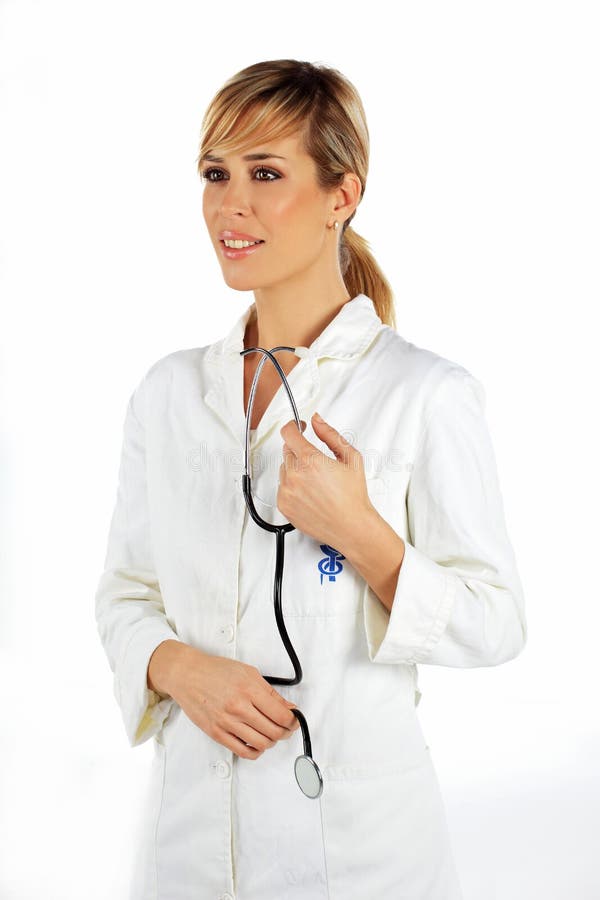 Portrait Of A Smiling Nurse Holding A Stethoscope Stock 