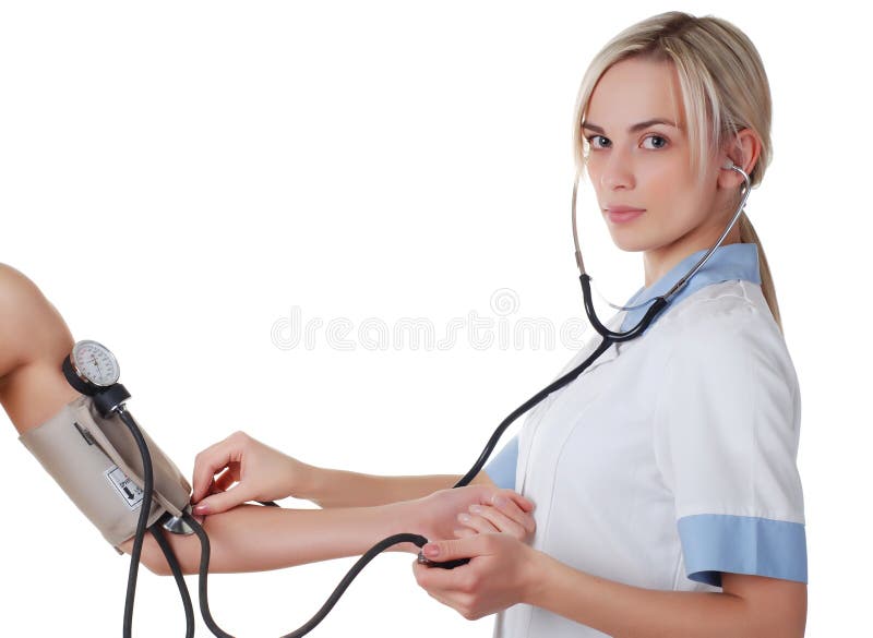 Nurse with stethoscope stock photo. Image of measuring 10657228
