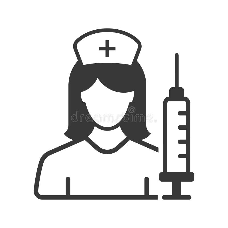 Nurse with Syringe Icon on White Background. Vector Illustration. Stock