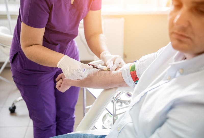 Nurse Taking a Patient& X27;s Blood Sample at Lab Stock Photo Image