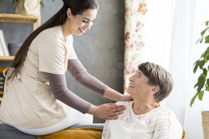 Nurse Touching Shoulder of Patient Stock Image Image of treatment