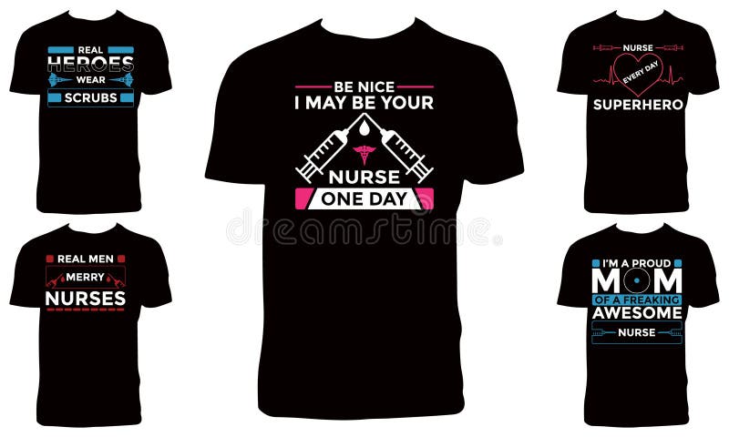 Nurse Typography Vector T Shirt Design Bundle Stock Vector ...