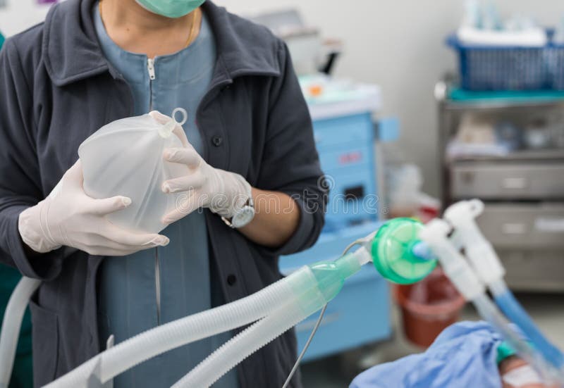 Nurse Use Ambu Bag for Ventilation Stock Image Image of anesthesia