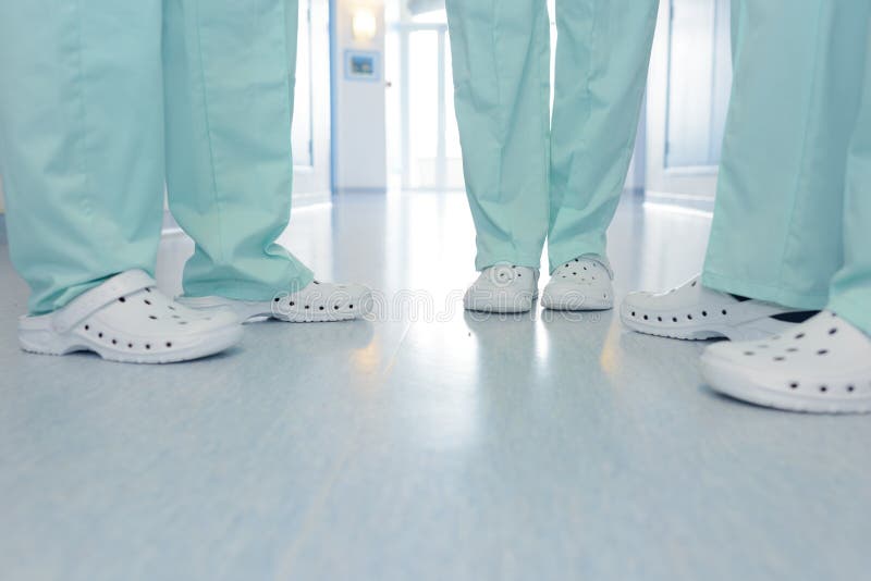 Nurses shoes in clinic stock image 