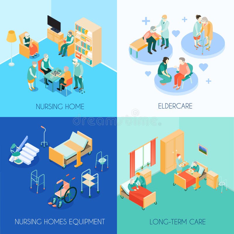 Nursing Care Concept Isometric Icons royalty free illustration Nursing Care Concept Isometric Icons royalty free illustration