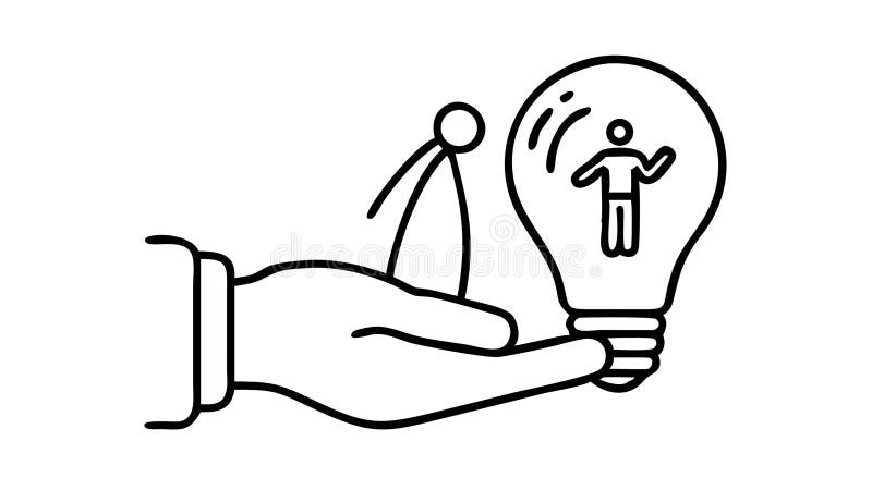 Nurturing Idea Lightbulb, Supportive Innovation Growth, vector design Generative AI stock illustration