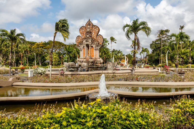 Nusa Dua area with buildings and fountains in traditional Balinese style, Bali, Indonesia royalty free stock images Nusa Dua area with buildings and fountains in traditional Balinese style, Bali, Indonesia royalty free stock images