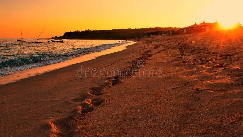 Nusa Dua Beach Bali sunset stock image. Image of sunsat - 138220333