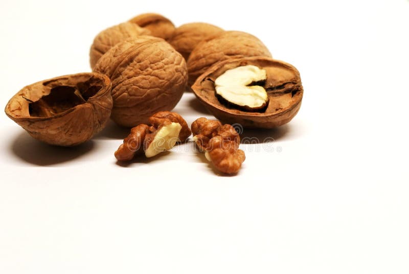 Nut. Walnuts. Chopped nuts. Nuts and shells of walnuts. A useful product. A caloric product. stock image Nut. Walnuts. Chopped nuts. Nuts and shells of walnuts. A useful product. A caloric product. stock image