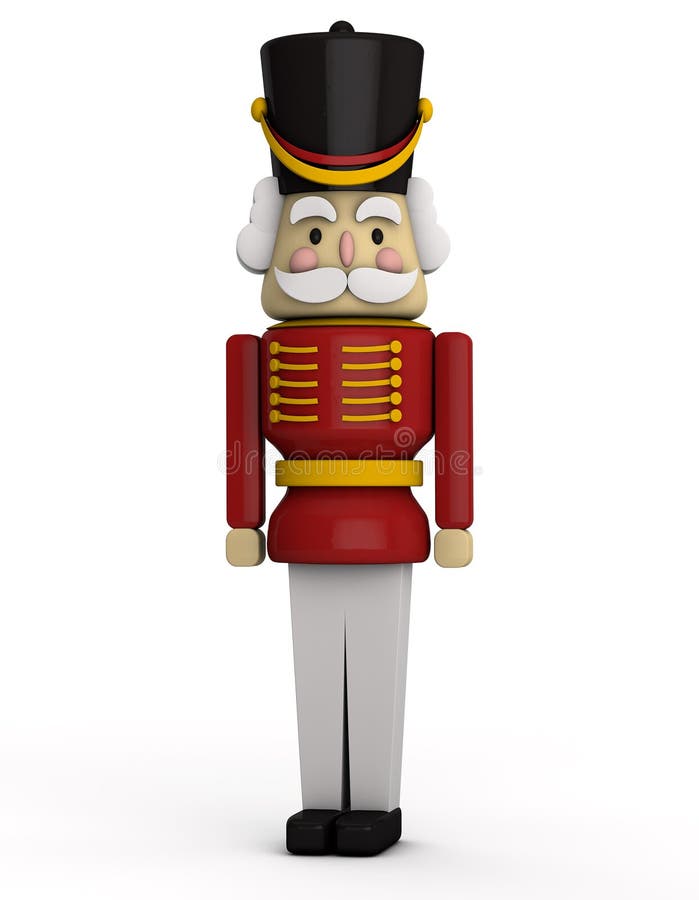 Nutcracker toy soldier on white.