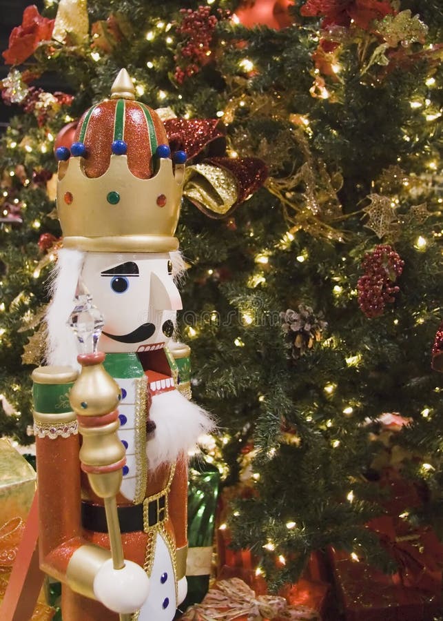 Nutcracker Guarding Tree royalty free stock image