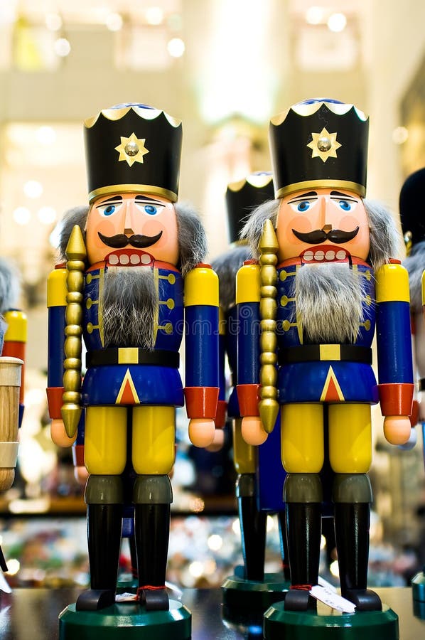 Nutcrackers in the shop stock images