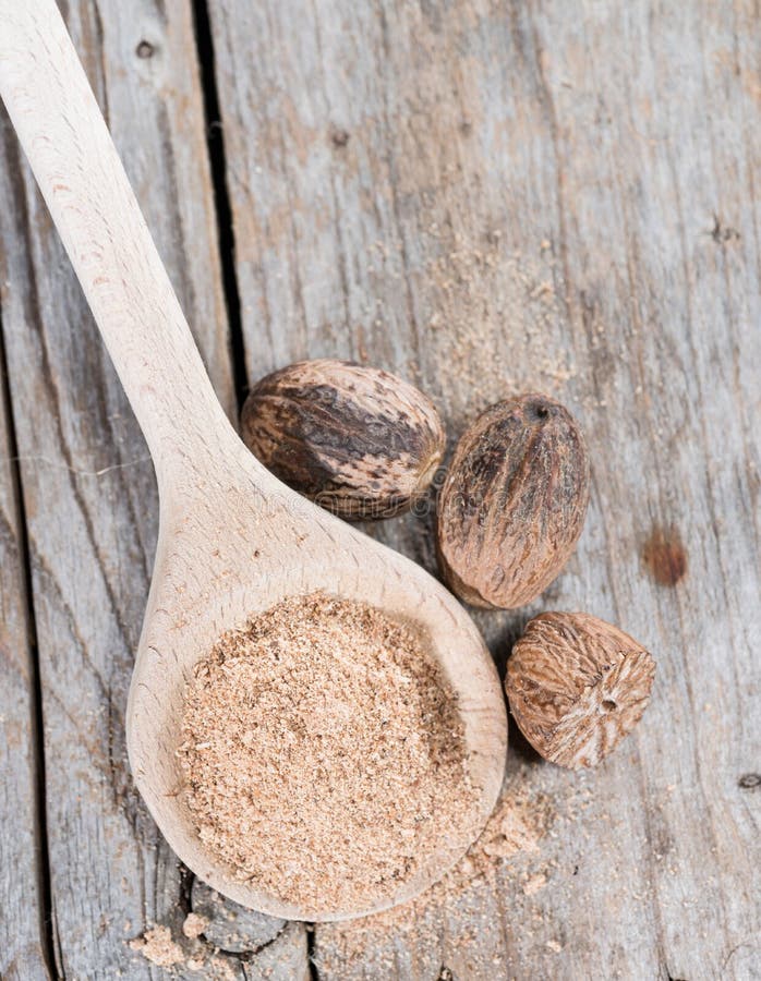 Nutmegs (fresh grated) stock image. Image of gourmet 40123915