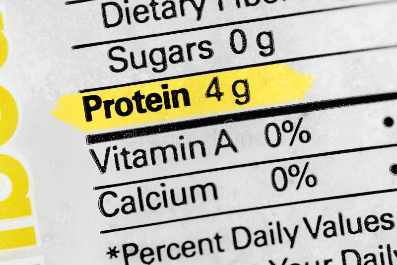Nutrition Facts Label Focused on Protein Content Stock Image Image of