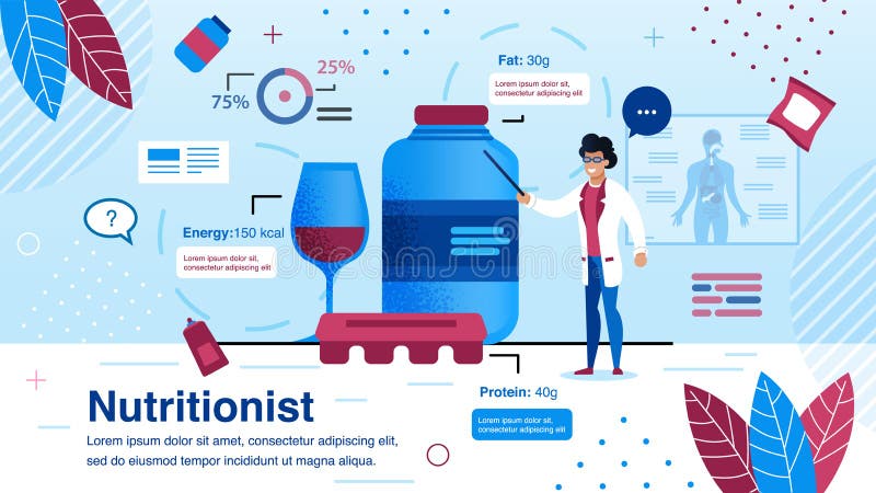 Nutritionist Counseling Service Flat Vector Banner Stock Vector Illustration of online