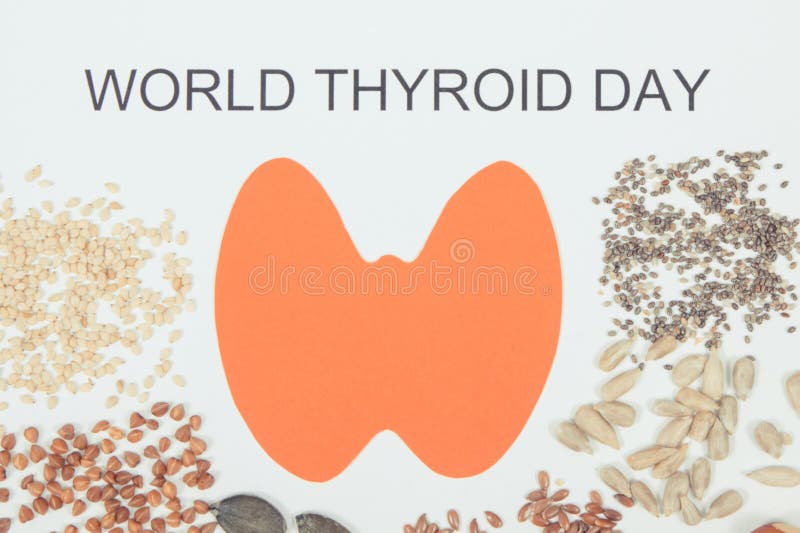 Nutritious Ingredients and Inscription World Thyroid Day. Healthy Food
