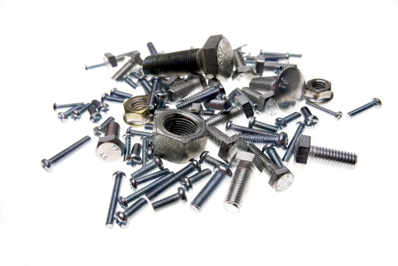 Oil Being Poured Onto a Bowl of Nuts and Bolts Stock Image Image of