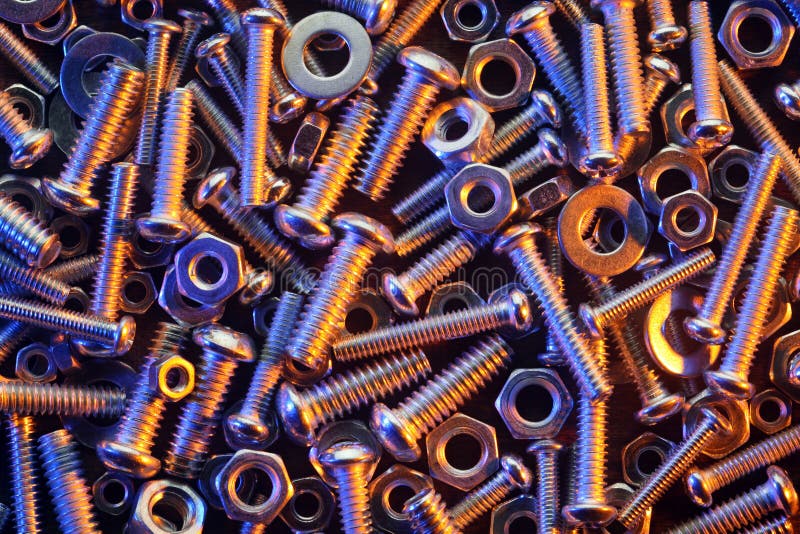 Nuts and bolts background stock image. Image of steel 94420123