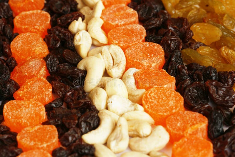 Nuts and dried fruits stock photo. Image of breakfast 7612826